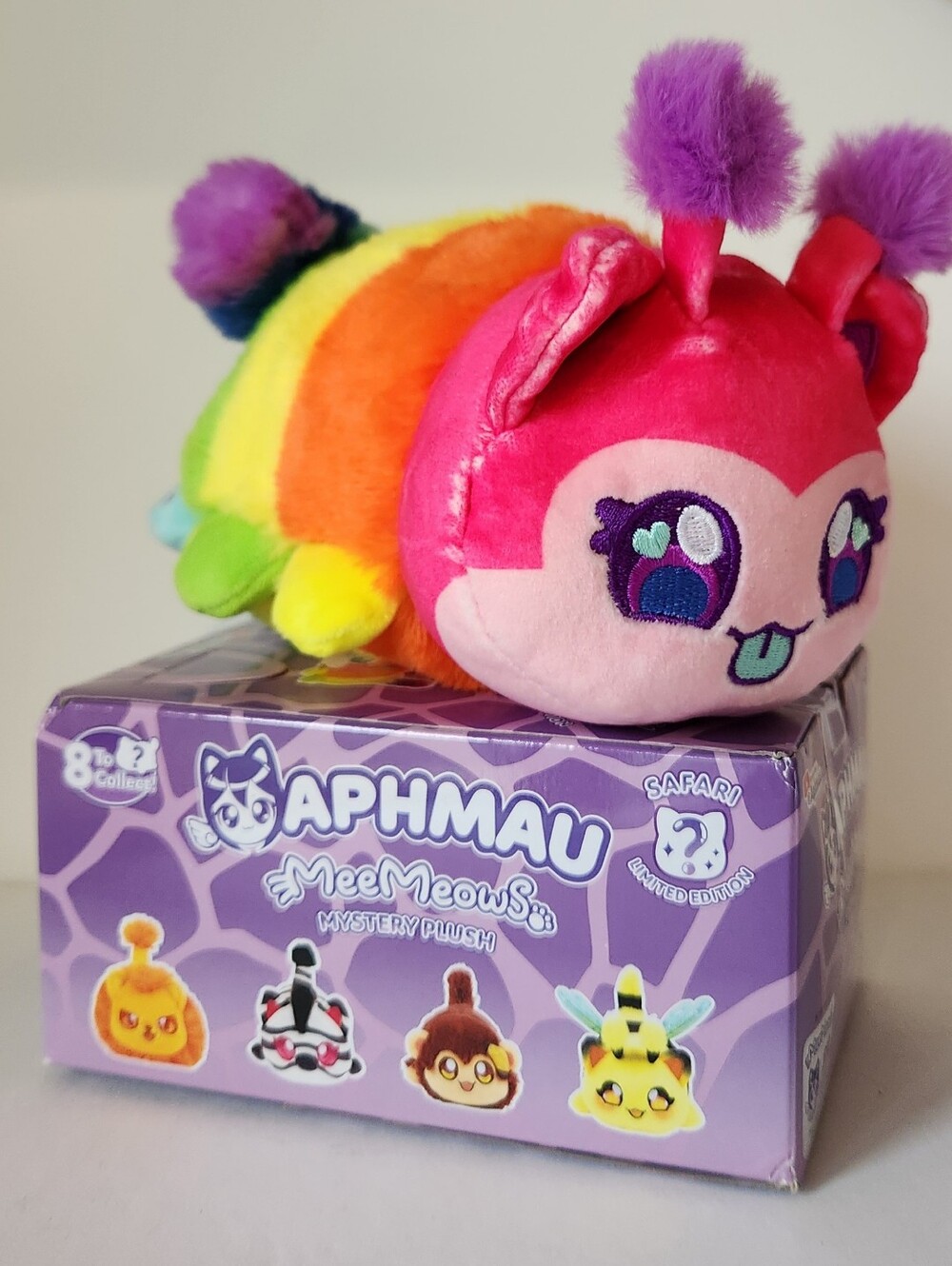 Aphmau MeeMeows Caterpillar Cat Rainbow 6" Limited Edition Safari Plush New Rare